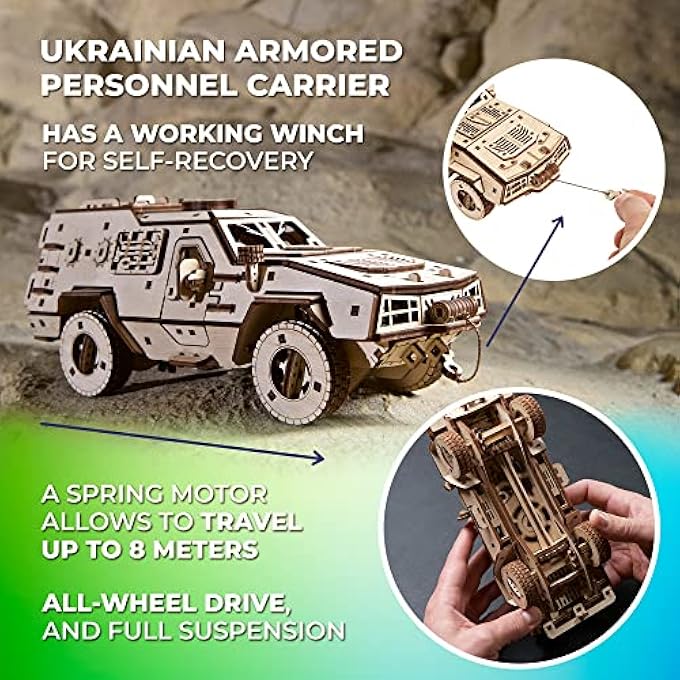 DOSOR-B COMBAT VEHICLE 3D WOODEN PUZZLE FOR ADULTS - 3D PUZZLE WOODEN CAR MODEL KIT ADULTS - MODEL BUILDING WOODEN COMBAT TRUCK CONSTRUCTION KIT - MAGIC WOOD WAGON MODELS FOR CREATIVE CRAFT FUN - Image 4